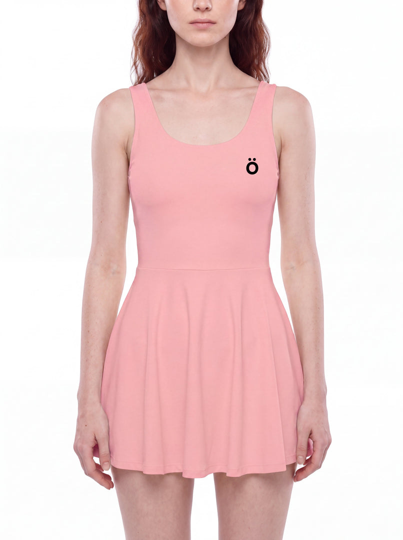 Rosalia Open-Back Tennis Dress - White & Pink