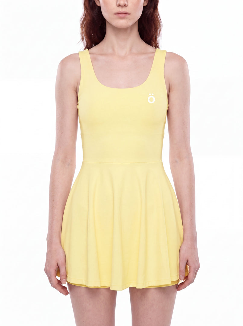 Rosalia Open-Back Tennis Dress - Black & Yellow