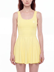 Rosalia Open-Back Tennis Dress - Black & Yellow