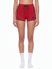 Mira High Rise Color Block Yoga Shorts - In Red