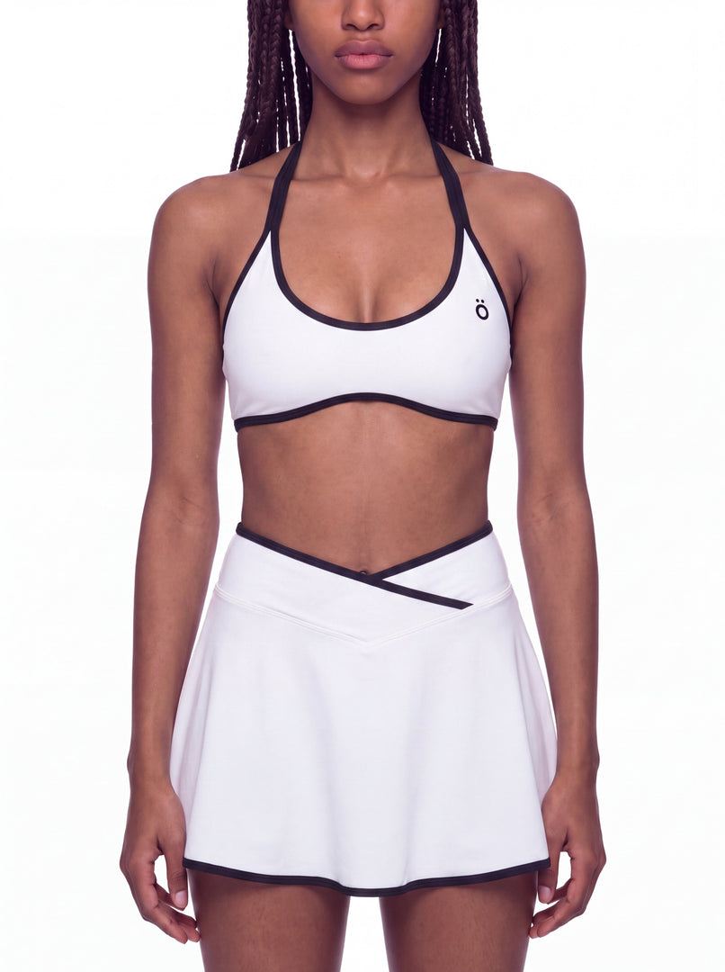 Diana Halter Color Block Yoga Sports Bra - In White