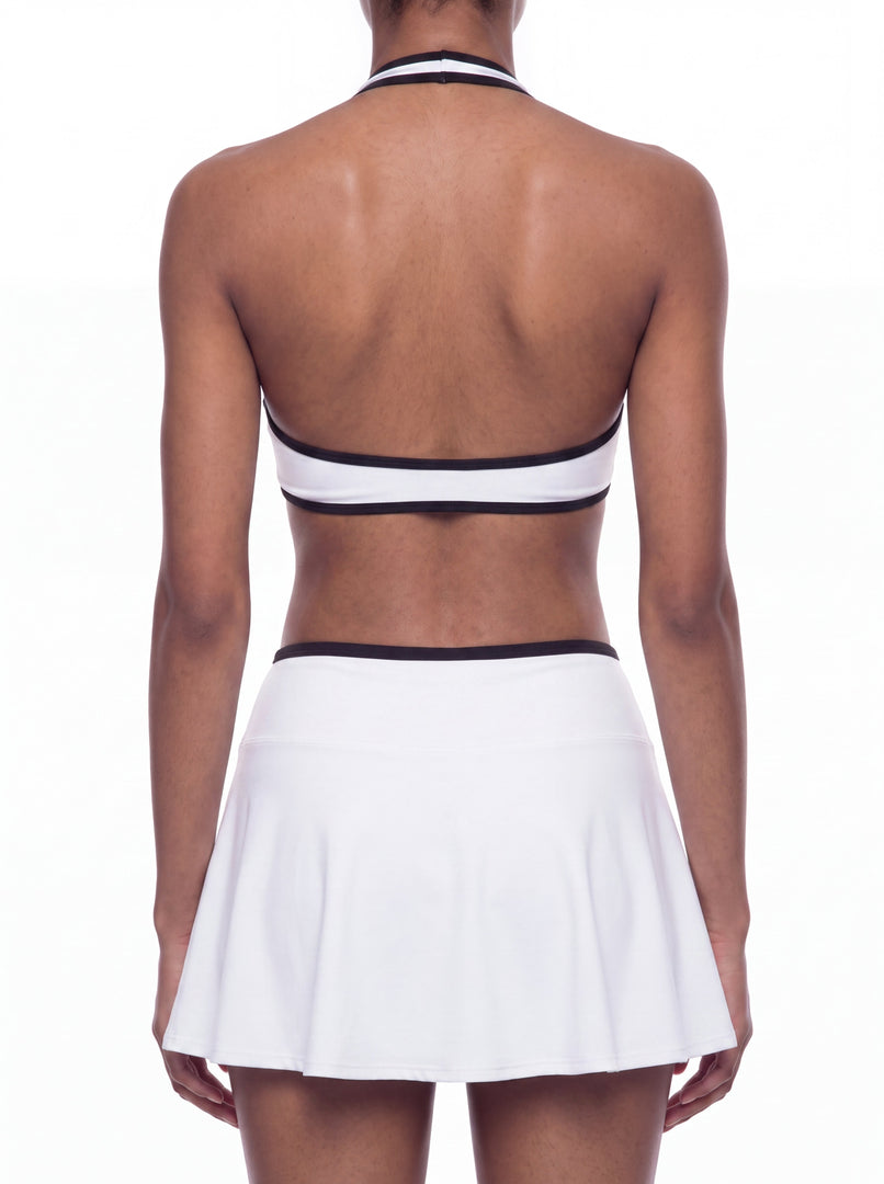 Diana Halter Color Block Yoga Sports Bra - In White