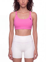Load image into Gallery viewer, Beatrix Yoga Sports Bra - White &amp; Pink
