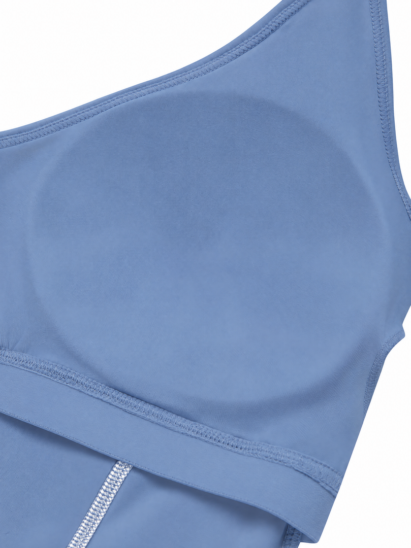 Aria + Marcella Halter Tank Top & Biker Shorts Matching Set - In Blue
