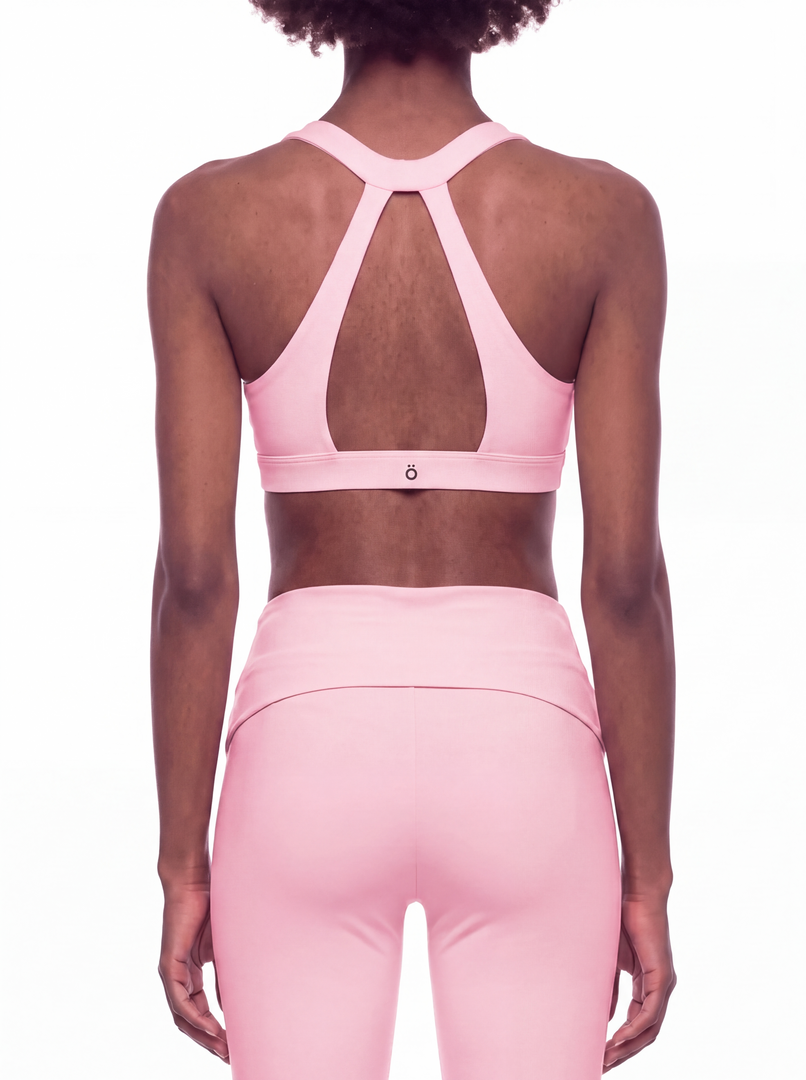 Flora Halter & Flared Yoga Sports Matching Set - In Pink