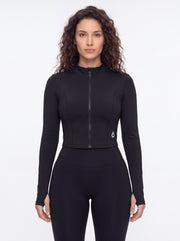 Arcadia Crop Yoga Sports Jacket - In Black