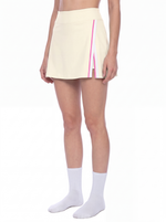 Load image into Gallery viewer, Viola  A-Line Contrast Panel Slit Skirt - in White Apricot
