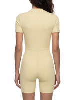Load image into Gallery viewer, Maxima Quarter-Zip Short Sleeve Romper - In Apricot

