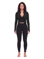 Load image into Gallery viewer, Albina + Arcadia + Honora Cropped Top and Jacket &amp; Leggings 3 Piece Yoga Matching Set - In Black
