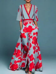 Women's Red Maxi Dress for Formal Wedding Guest Style