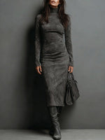 Load image into Gallery viewer, Women's Suede Bandage Dress Semi Formal Midi Style
