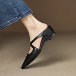 Load image into Gallery viewer, Women's Red Flats Cross Strap Pointed Toe Slingback Style
