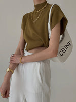Load image into Gallery viewer, Women's Sleeveless Top High Neck Cap Sleeve Knit Casual Style
