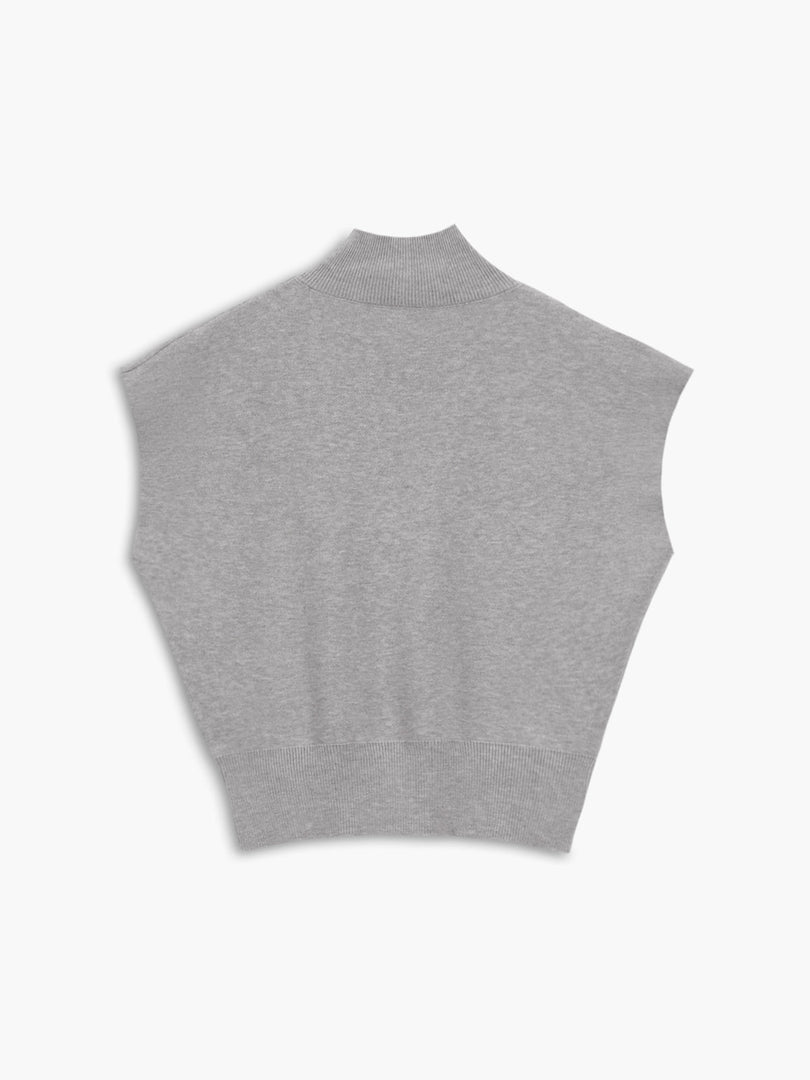 Women's Sleeveless Top High Neck Cap Sleeve Knit Casual Style