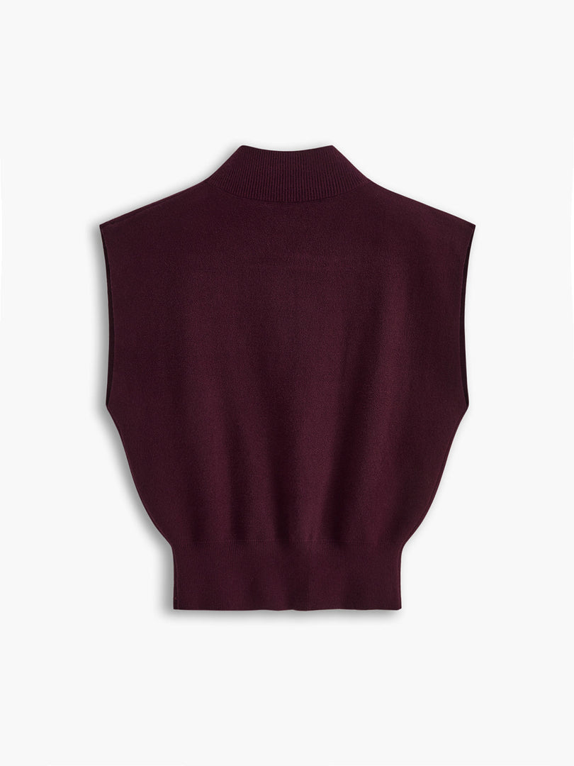 Women's Sleeveless Top High Neck Cap Sleeve Knit Casual Style
