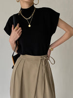 Load image into Gallery viewer, Women's Sleeveless Top High Neck Cap Sleeve Knit Casual Style
