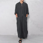 Load image into Gallery viewer, Women's Linen Tunics Stand Collar Button Placket Relaxed Maxi Style
