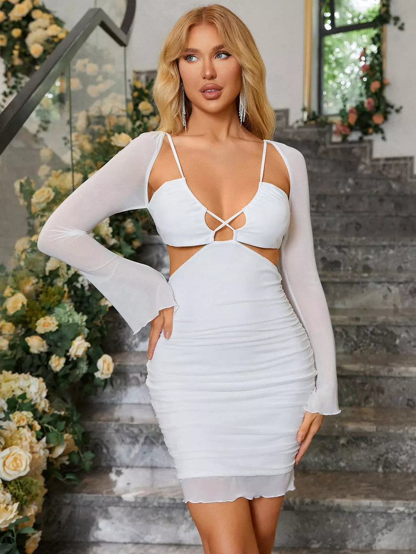 Double Layer Mesh Cut Out Dress | Prom Dress