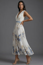 Load image into Gallery viewer, Elegant Mother of the Bride Dresses for Women with Pleated Floral V-Neck Midi Formal Wedding Guest Style
