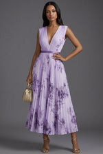 Load image into Gallery viewer, Elegant Mother of the Bride Dresses for Women with Pleated Floral V-Neck Midi Formal Wedding Guest Style
