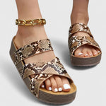 Load image into Gallery viewer, Women's Orthopedic Sandals Woven Crossover Strap Wedge Platform Slip On Open Toe Style
