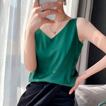 Load image into Gallery viewer, Women's Satin Blouses V-Neck Sleeveless Tank Loose Fit Casual Elegant Style
