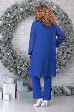 Load image into Gallery viewer, Women's Lace Sleeve Two Piece Set V-Neck Chiffon Cardigan Wide Leg Pants Formal Wedding Guest Style
