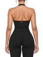 Load image into Gallery viewer, Albina Ruched Halter Yoga Tank Top - In Black

