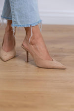Load image into Gallery viewer, Women's Brown Wedding Shoes Slingback Strap Pointed Toe Stiletto Heel
