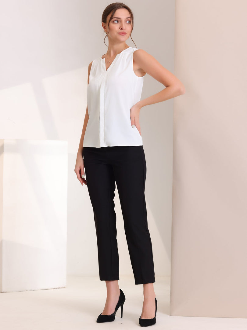 Women's Blouses V Neck Sleeveless Relaxed Flowing Tank Top Style