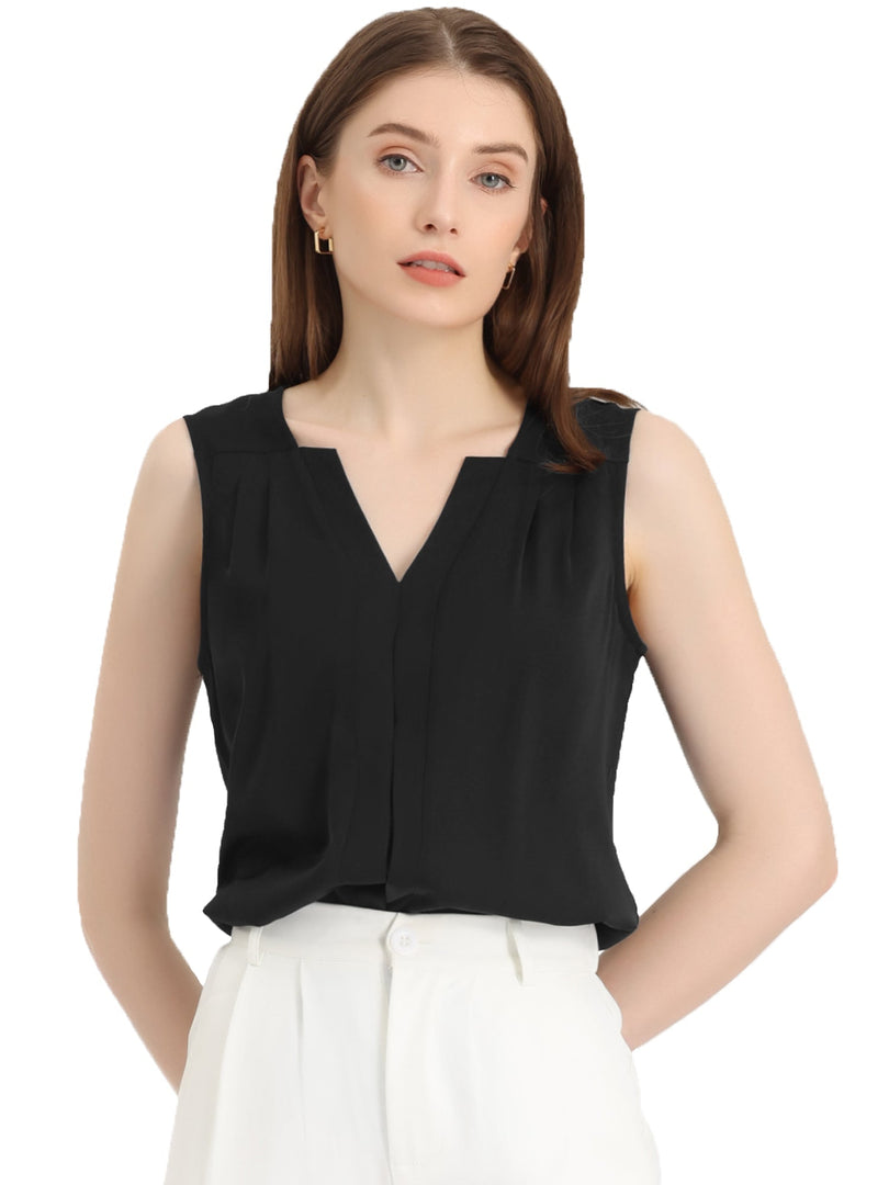 Women's Blouses V Neck Sleeveless Relaxed Flowing Tank Top Style