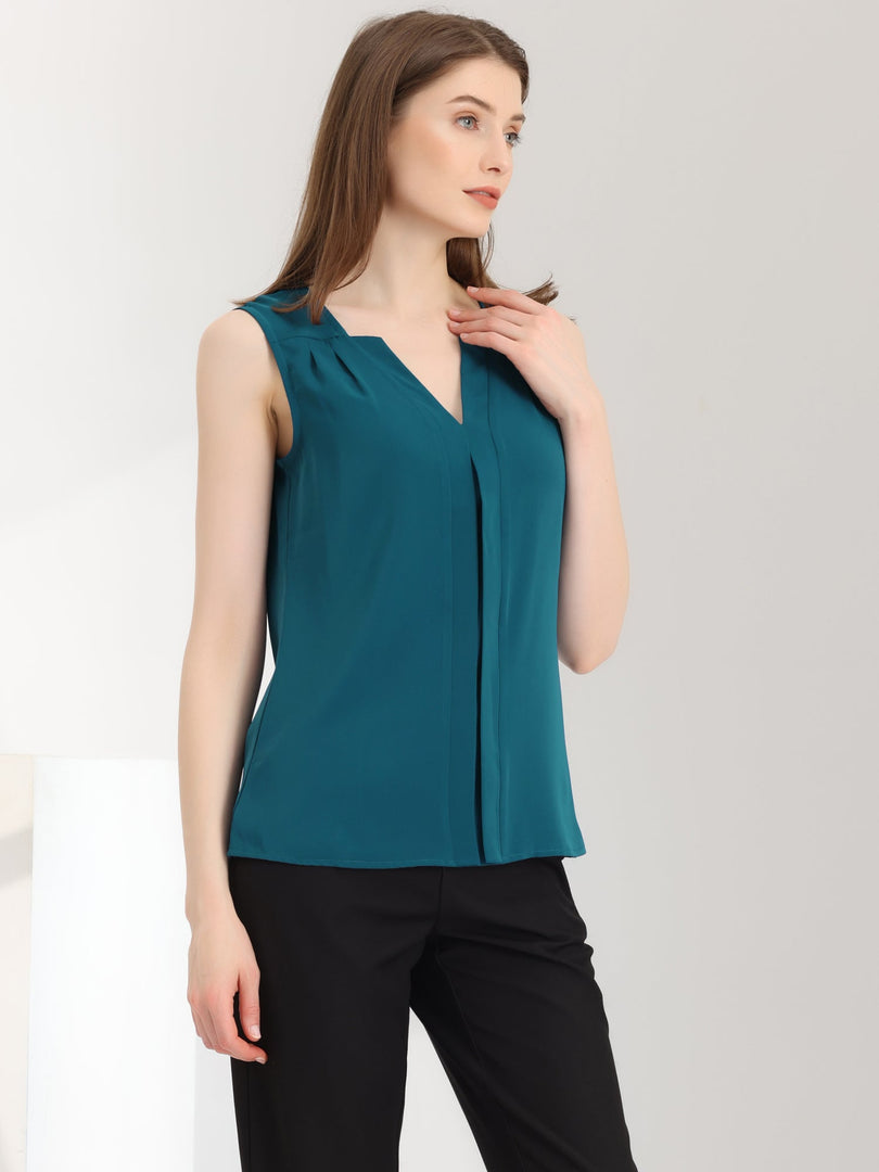 Women's Blouses V Neck Sleeveless Relaxed Flowing Tank Top Style