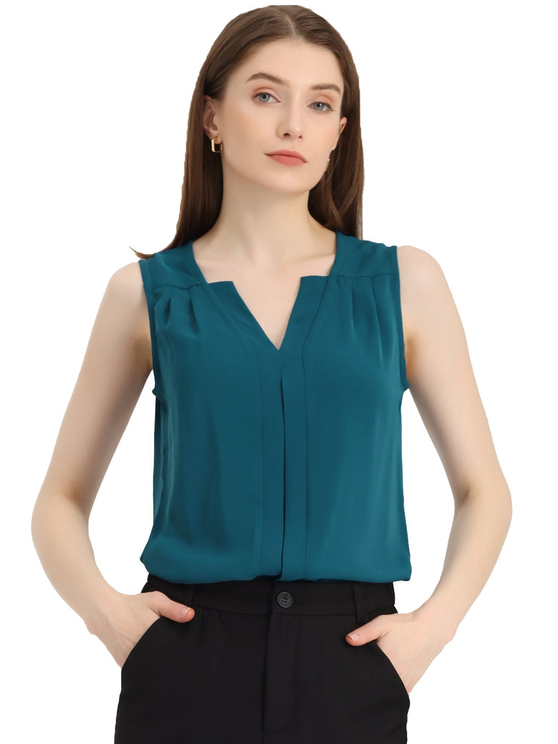 Women's Blouses V Neck Sleeveless Relaxed Flowing Tank Top Style