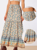 Load image into Gallery viewer, Women's Printed Maxi Skirt High Waist Side Slit Flowing
