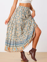 Load image into Gallery viewer, Women's Printed Maxi Skirt High Waist Side Slit Flowing
