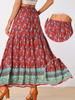 Load image into Gallery viewer, Women's Printed Maxi Skirt High Waist Side Slit Flowing
