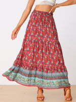 Load image into Gallery viewer, Women's Printed Maxi Skirt High Waist Side Slit Flowing

