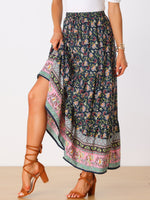Load image into Gallery viewer, Women's Printed Maxi Skirt High Waist Side Slit Flowing
