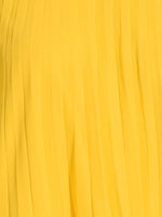 Load image into Gallery viewer, Women's Yellow Pleated Swing Dress Cape Sleeve Mock Neck Flowy Style
