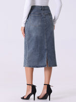 Load image into Gallery viewer, Effortless Denim Skirt for Women with High Waist Midi Straight Slit Casual Jean Style
