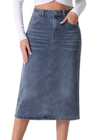 Load image into Gallery viewer, Effortless Denim Skirt for Women with High Waist Midi Straight Slit Casual Jean Style
