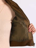 Load image into Gallery viewer, Women's Bomber Jacket Zip Front Stand Collar Padded Cropped Style
