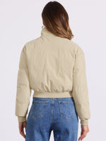 Load image into Gallery viewer, Women's Bomber Jacket Zip Front Stand Collar Padded Cropped Style
