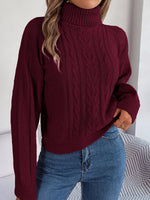 Load image into Gallery viewer, Women's Sweatshirt Turtleneck Cable Knit Long Sleeve Style
