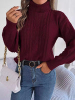 Load image into Gallery viewer, Women's Sweatshirt Turtleneck Cable Knit Long Sleeve Style
