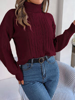 Load image into Gallery viewer, Women's Sweatshirt Turtleneck Cable Knit Long Sleeve Style
