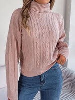 Load image into Gallery viewer, Women's Sweatshirt Turtleneck Cable Knit Long Sleeve Style
