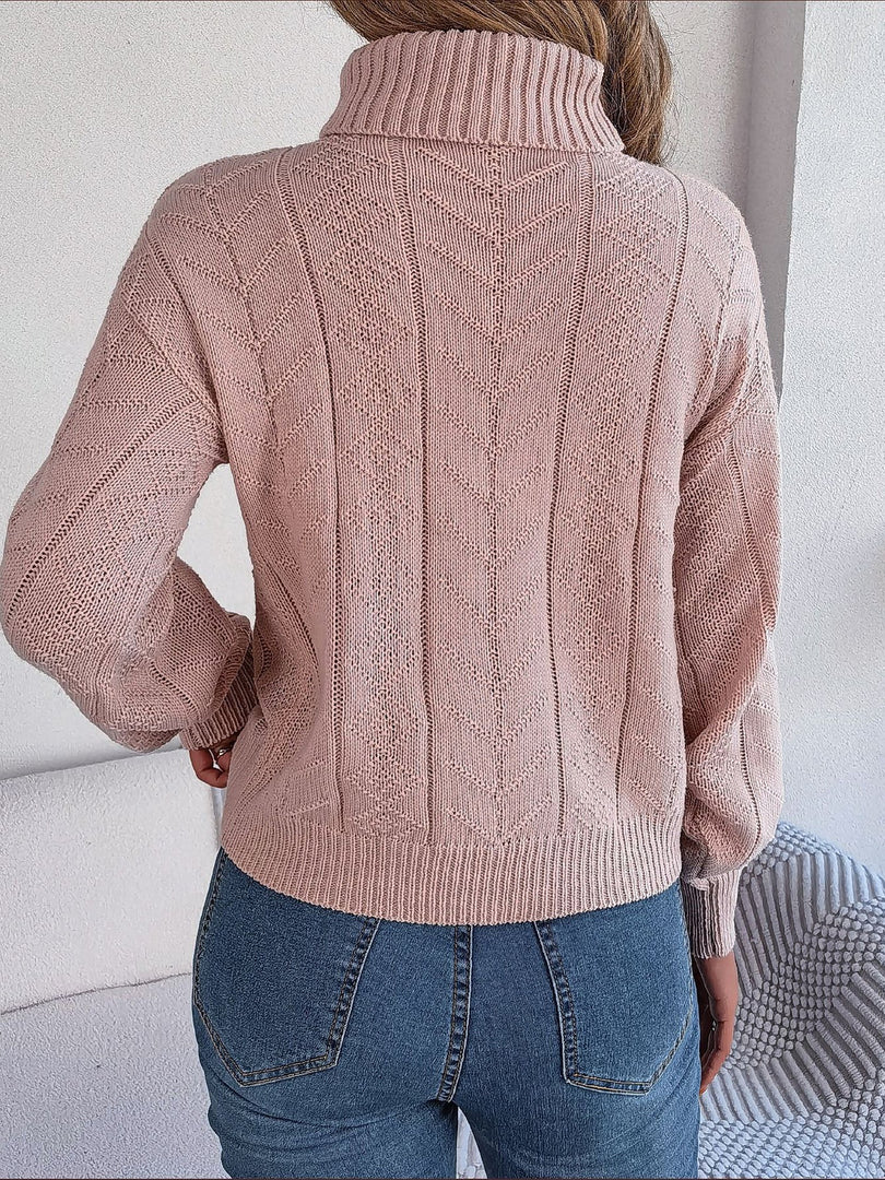 Women's Sweatshirt Turtleneck Cable Knit Long Sleeve Style
