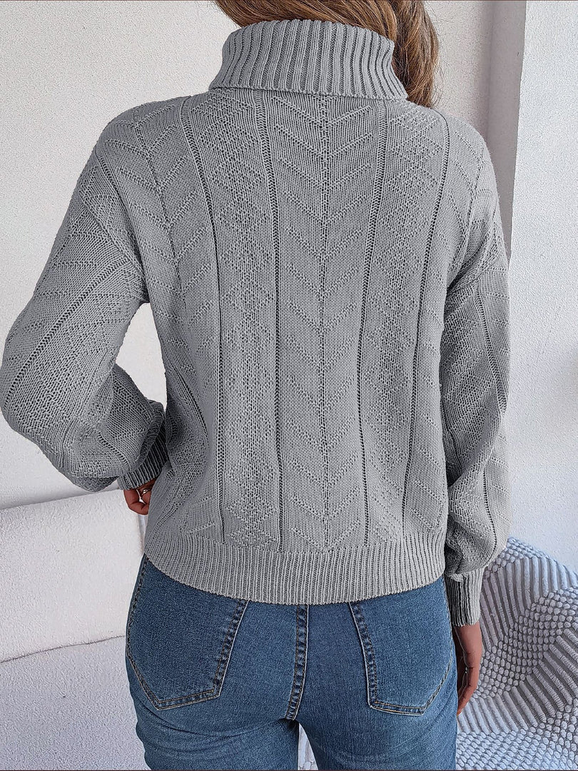 Women's Sweatshirt Turtleneck Cable Knit Long Sleeve Style