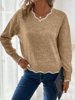 Load image into Gallery viewer, Women's Sweatshirt Notch V Neck Long Sleeve Knit Style
